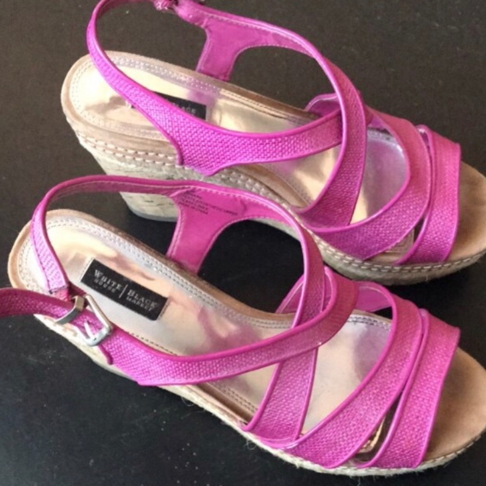 White House Black Market Pink Satin Wedge Sandal